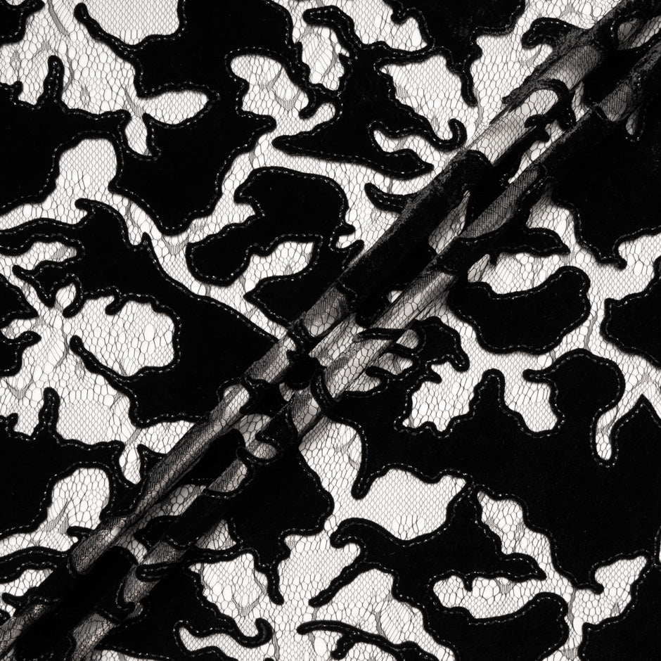 Black Abstract Embroidered Tulle