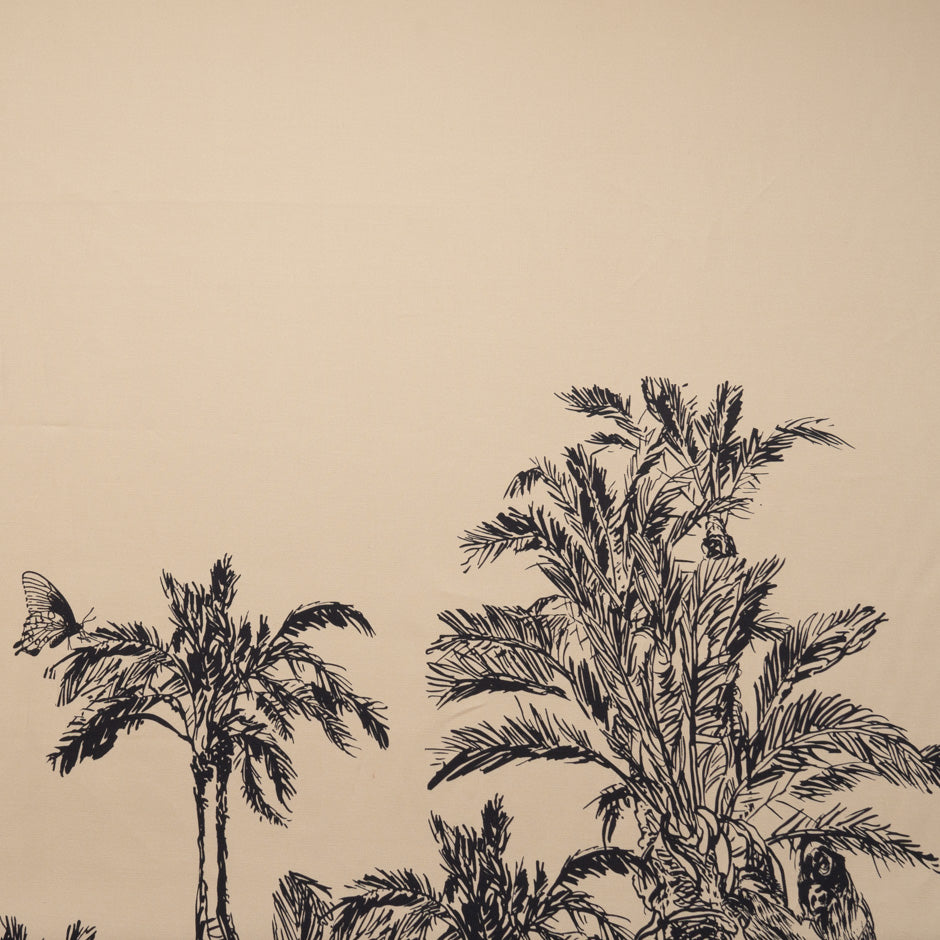 Jungle Printed Beige Stretch Cotton