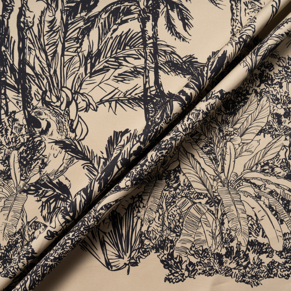 Jungle Printed Beige Stretch Cotton
