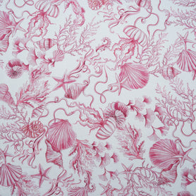 Pink Sea Themed Printed Pure Linen