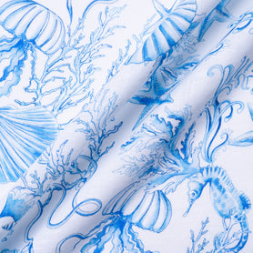 Blue Sea Themed Printed Pure Linen