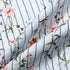 Floral & Striped Pale Blue Pure Linen