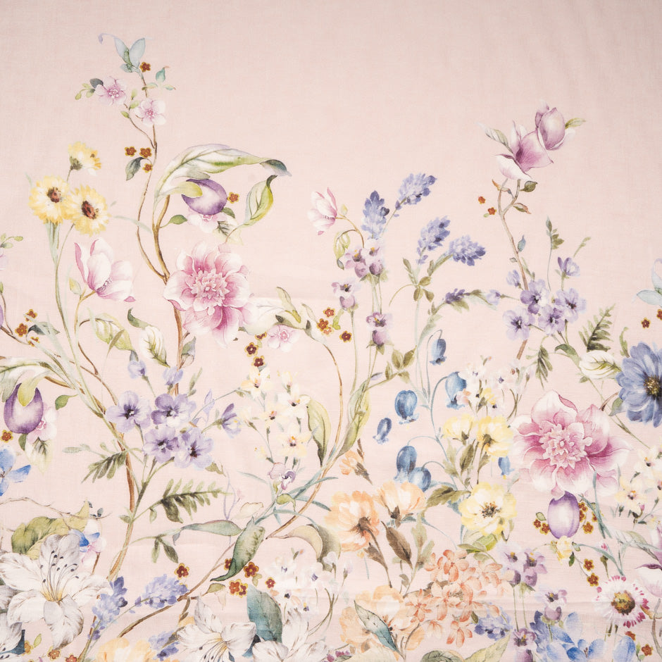 Pretty Floral Printed Baby Pink Linen