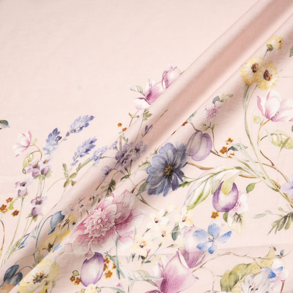 Pretty Floral Printed Baby Pink Linen