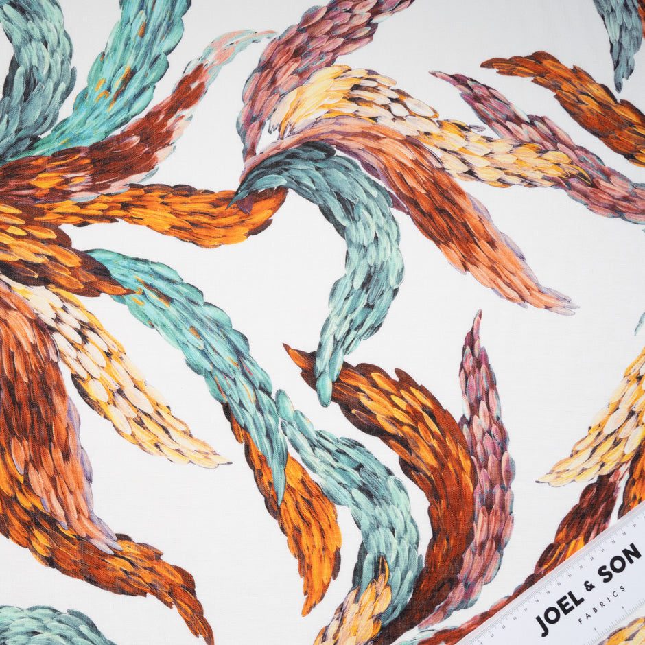 Multi 'Wheat Sheaf' Printed Pure Linen