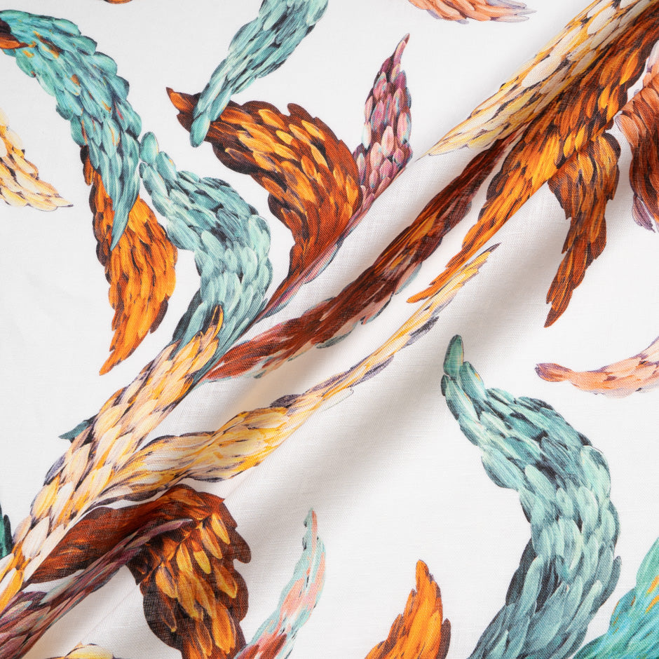 Multi 'Wheat Sheaf' Printed Pure Linen