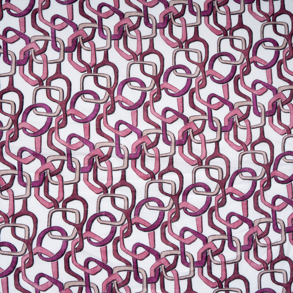 Pink 'Link' Printed Pure Linen