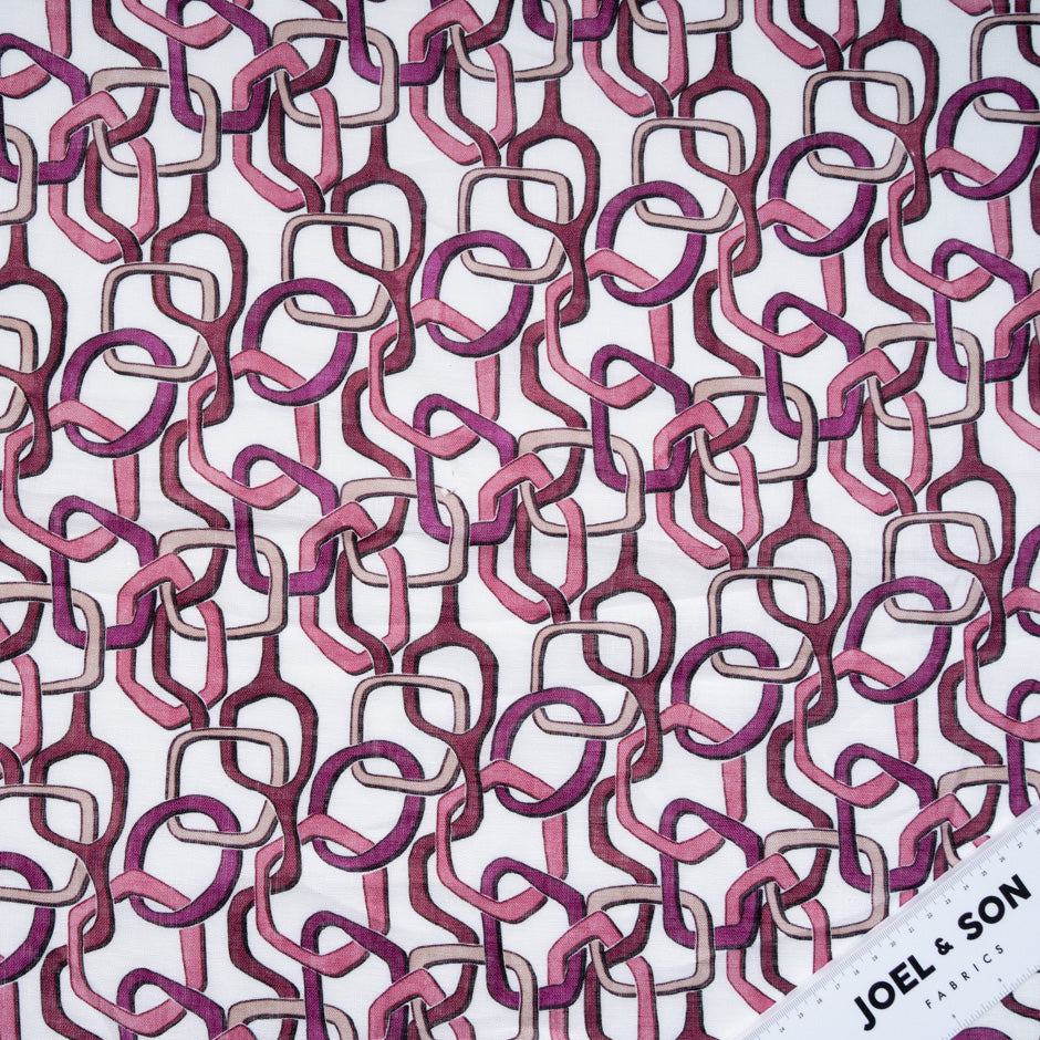 Pink 'Link' Printed Pure Linen