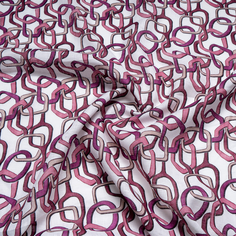 Pink 'Link' Printed Pure Linen
