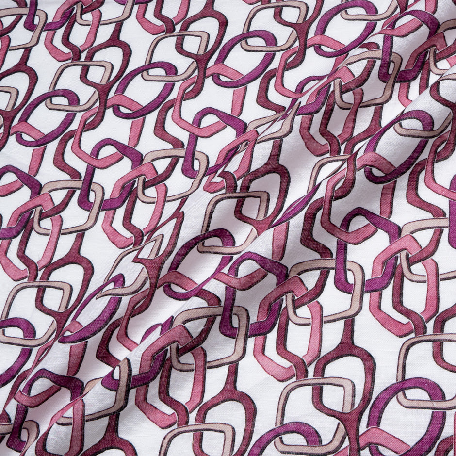 Pink 'Link' Printed Pure Linen