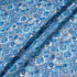 Blue Retro Floral Printed Pure Linen