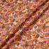 Orange & Pink Retro Floral Printed Pure Linen