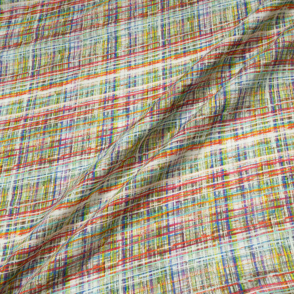 Multi-Coloured Line Printed Pure Linen
