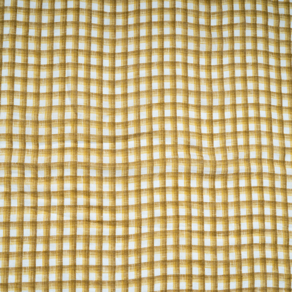 Mustard Yellow Checkered Pure Linen