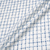 Denim Blue & White Check Pure Linen