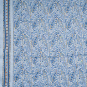 Blue Paisley Printed Pure Linen