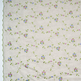 Petite Floral Embroidered Oatmeal Linen