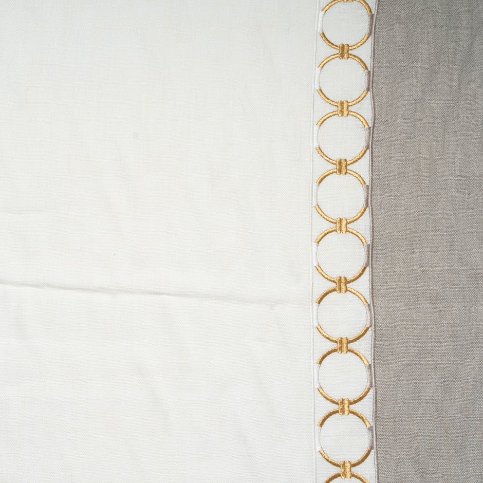 Ivory Border Embroidered Linen