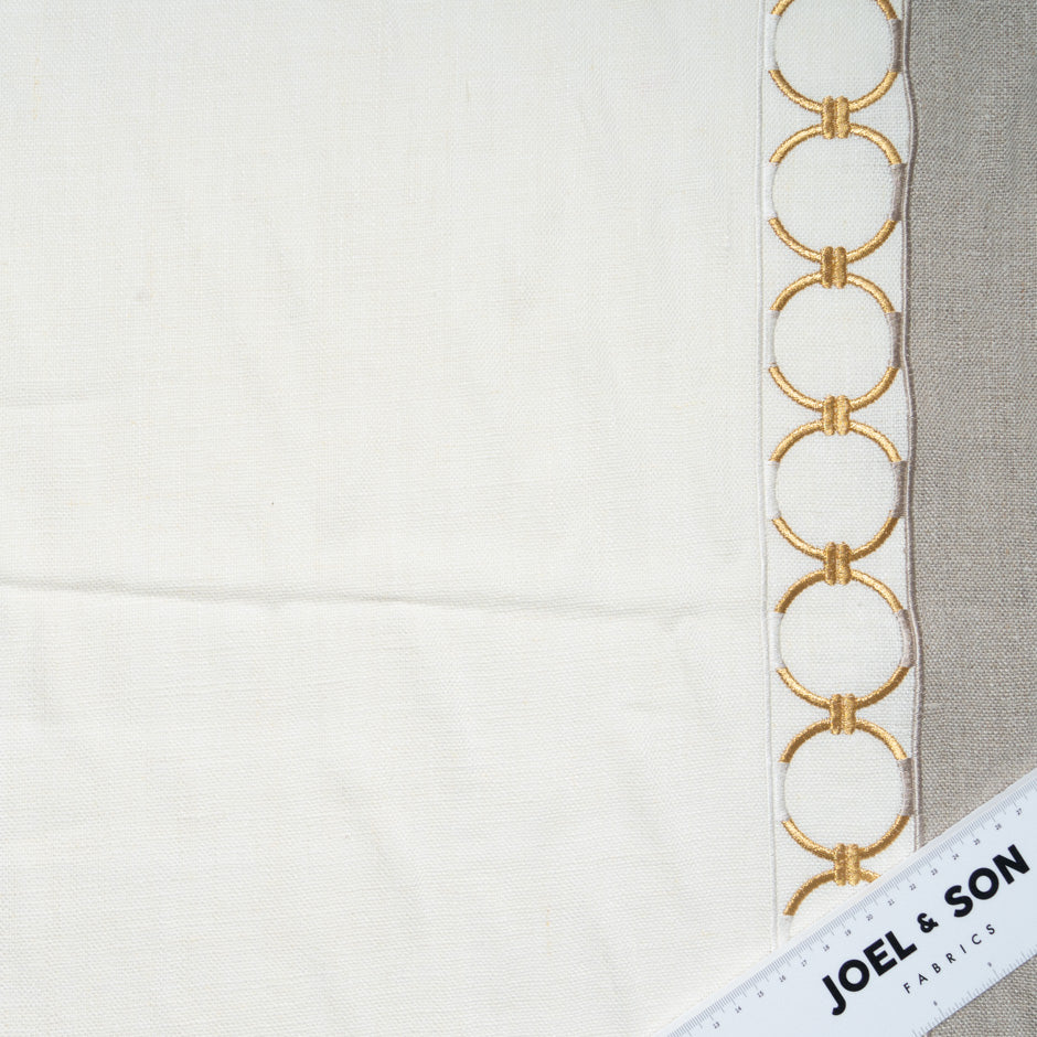 Ivory Border Embroidered Linen