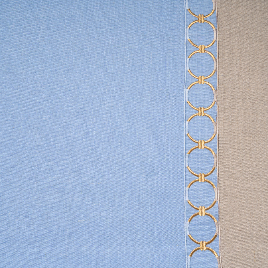 Sky Blue Border Embroidered Linen