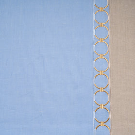 Sky Blue Border Embroidered Linen