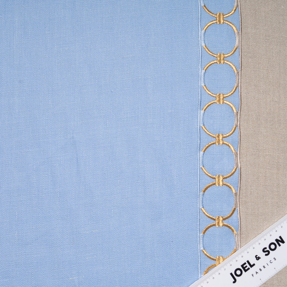 Sky Blue Border Embroidered Linen