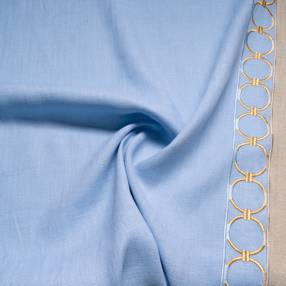 Sky Blue Border Embroidered Linen