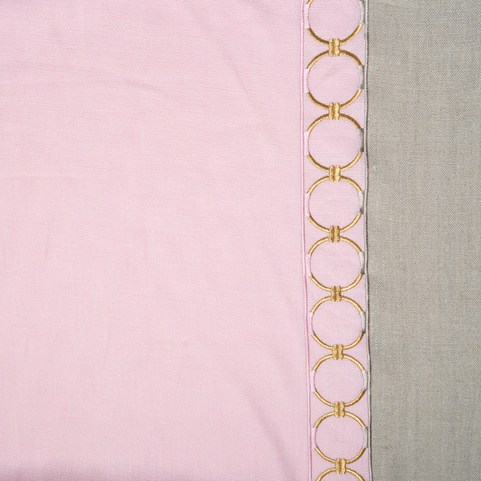 Ballet Pink Border Embroidered Linen