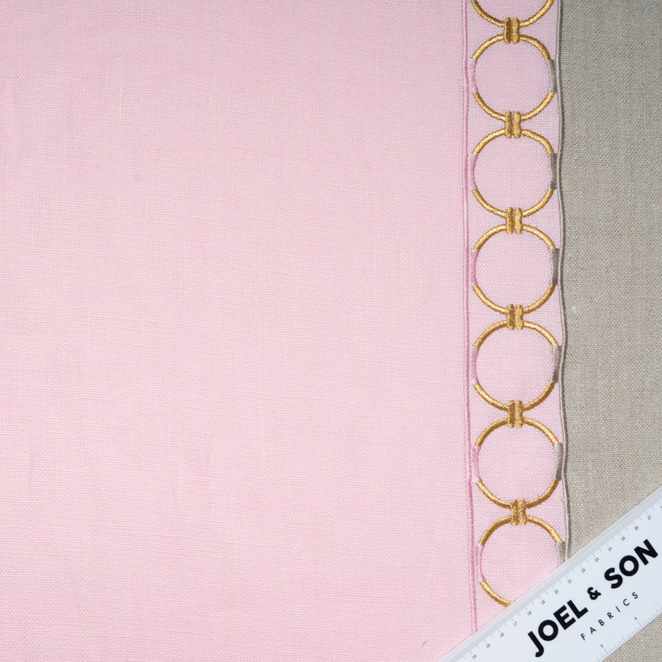 Ballet Pink Border Embroidered Linen