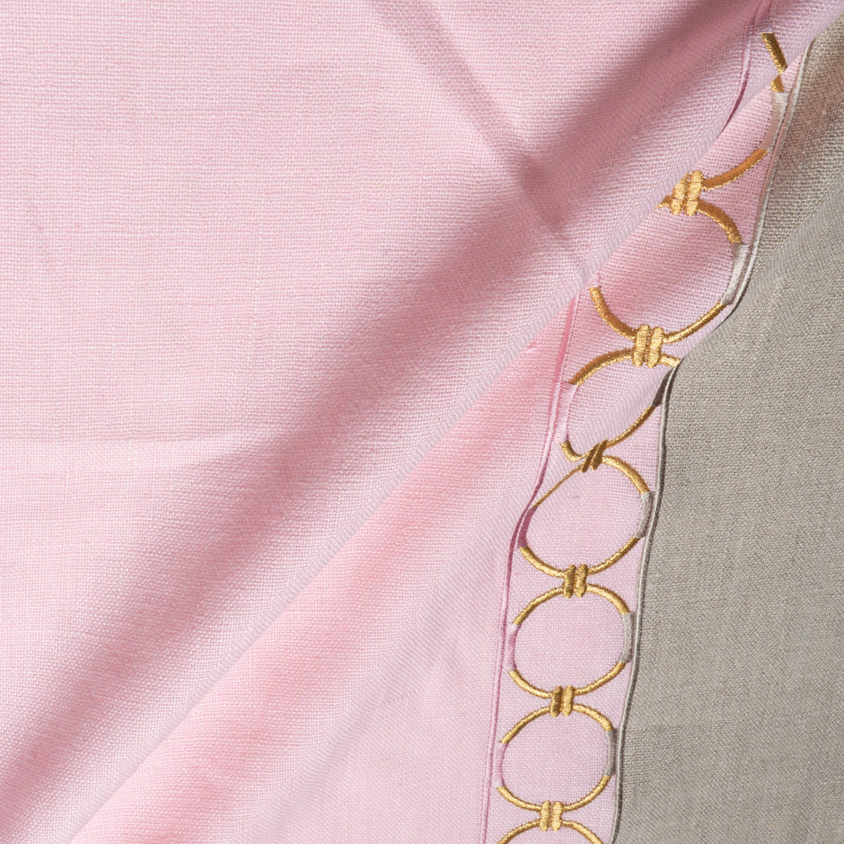 Ballet Pink Border Embroidered Linen
