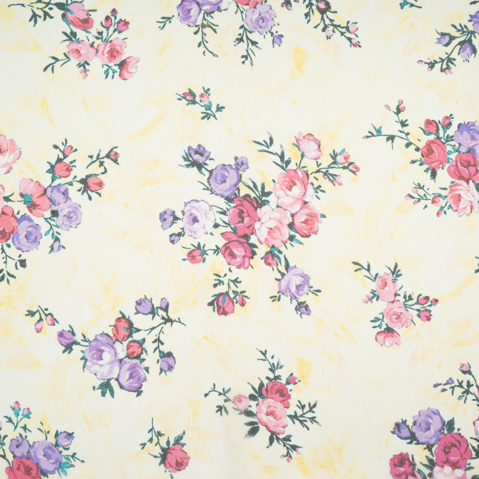 Floral Printed Soft Yellow Pure Silk Chiffon