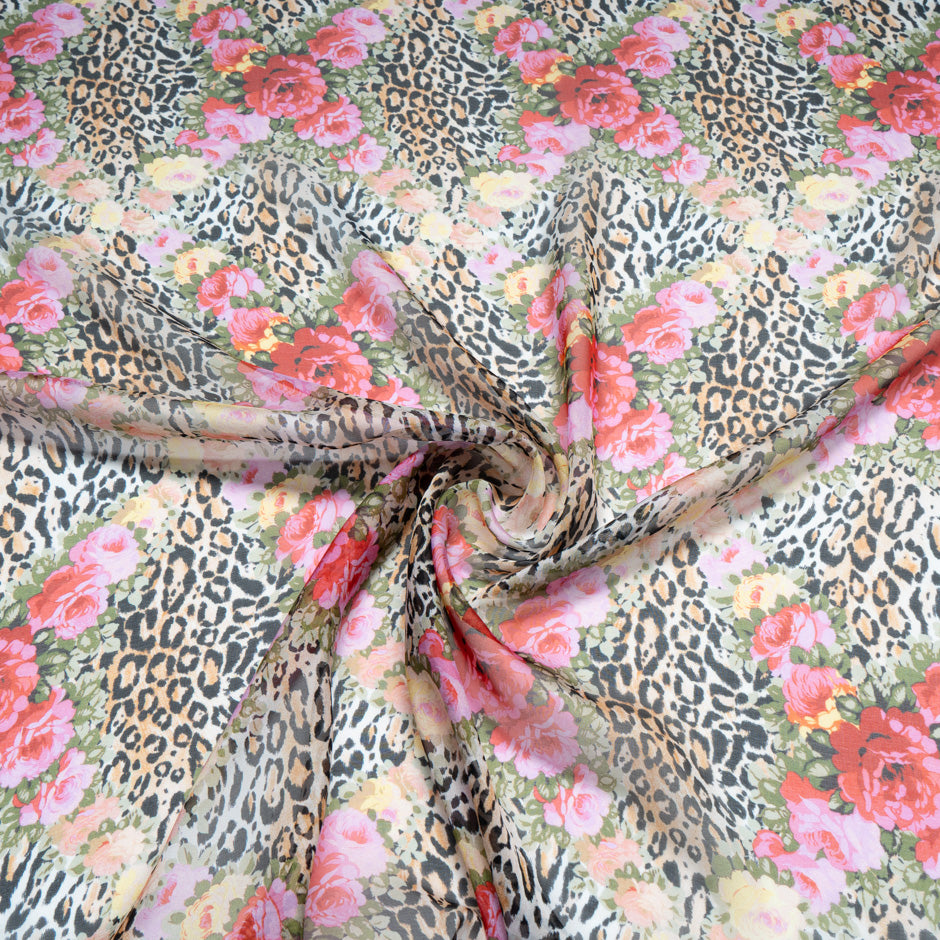 Floral & Animal Printed Pure Silk Chiffon