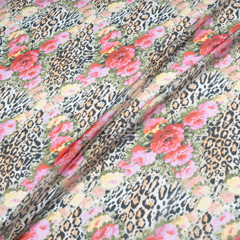 Floral & Animal Printed Pure Silk Chiffon