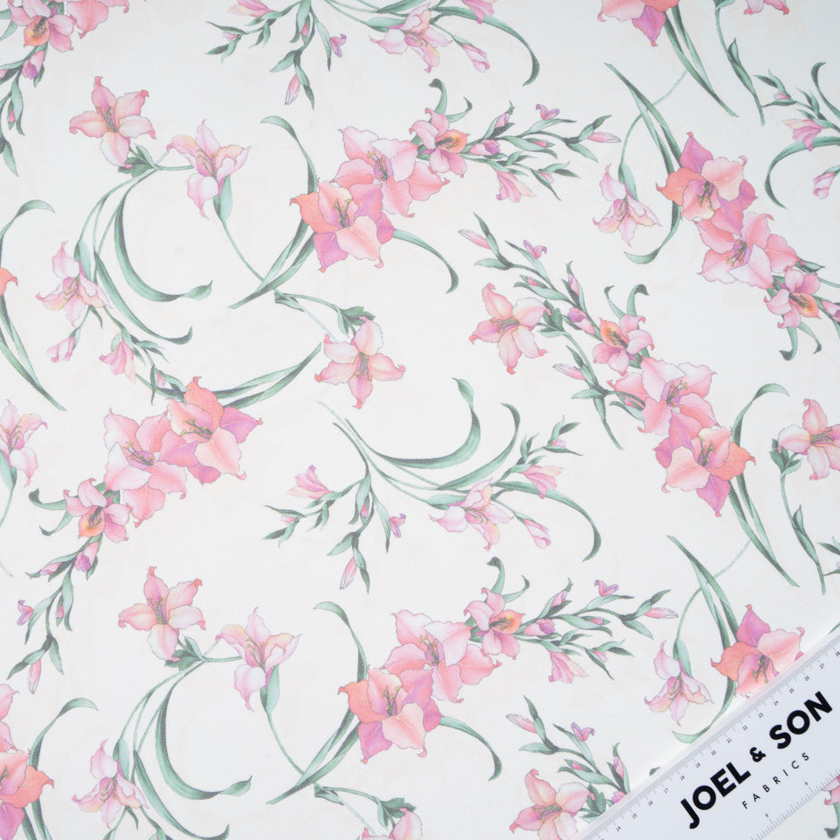 Pink Floral Printed Vanilla Pure Silk Chiffon