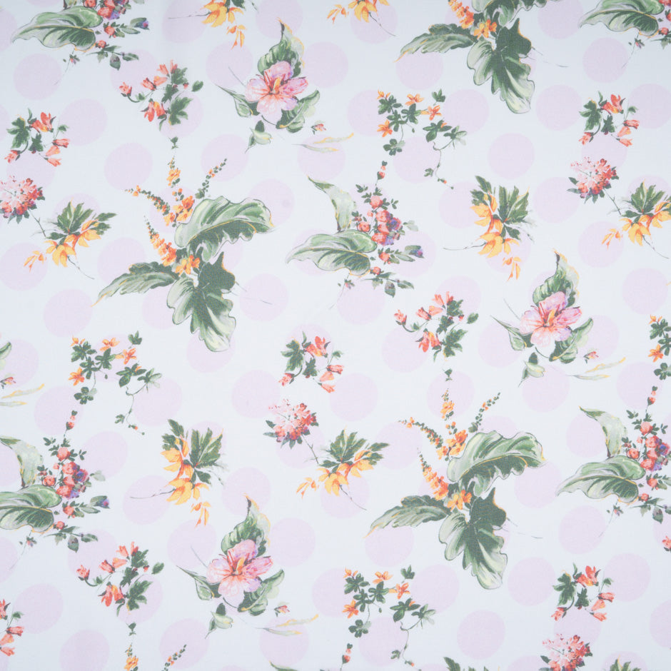 Floral & Spot Printed White Pure Silk Chiffon