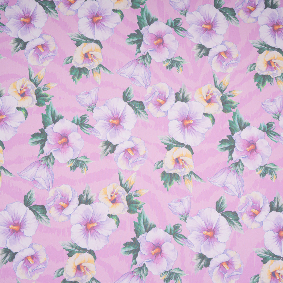 Pink Floral Printed Pink Pure Silk Chiffon