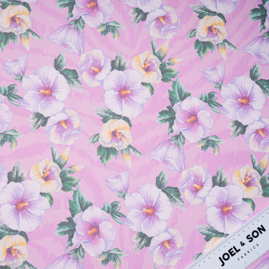 Pink Floral Printed Pink Pure Silk Chiffon