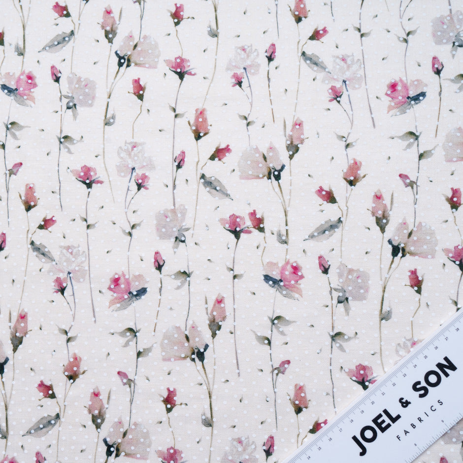 Pale Peach Floral Vision Printed Linen