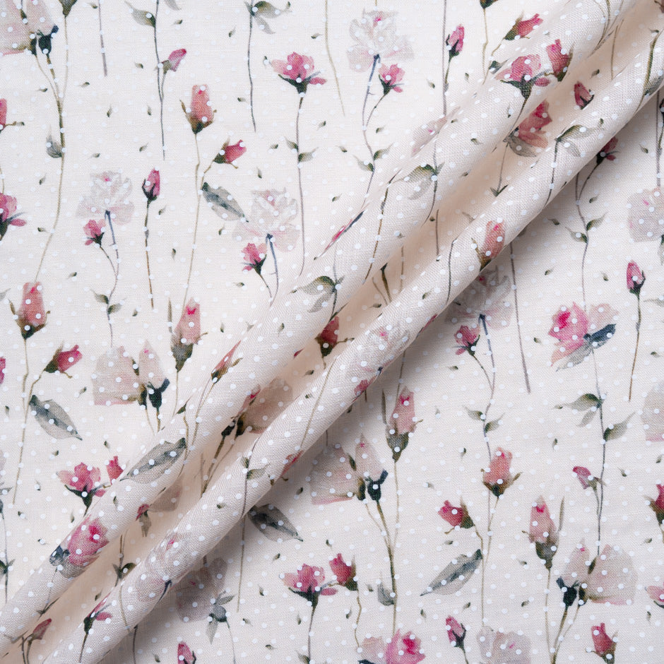 Pale Peach Floral Vision Printed Linen