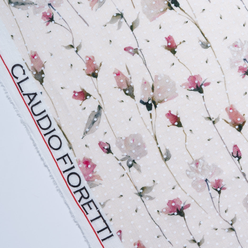 Pale Peach Floral Vision Printed Linen