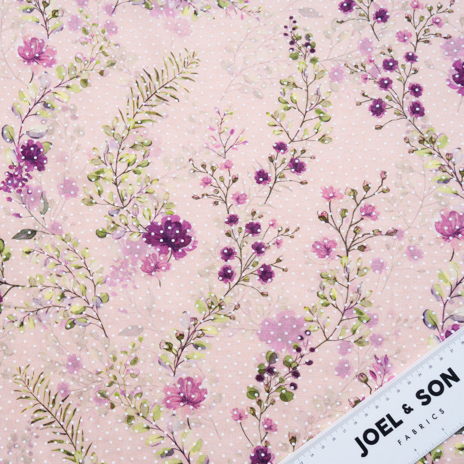 Magenta Floral Vision Printed Pink Linen