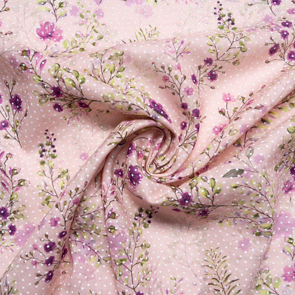 Magenta Floral Vision Printed Pink Linen