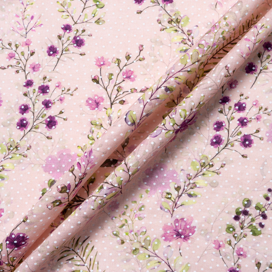 Magenta Floral Vision Printed Pink Linen