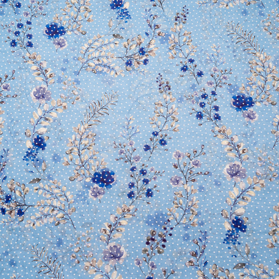 Blue Floral Vision Printed Blue Linen