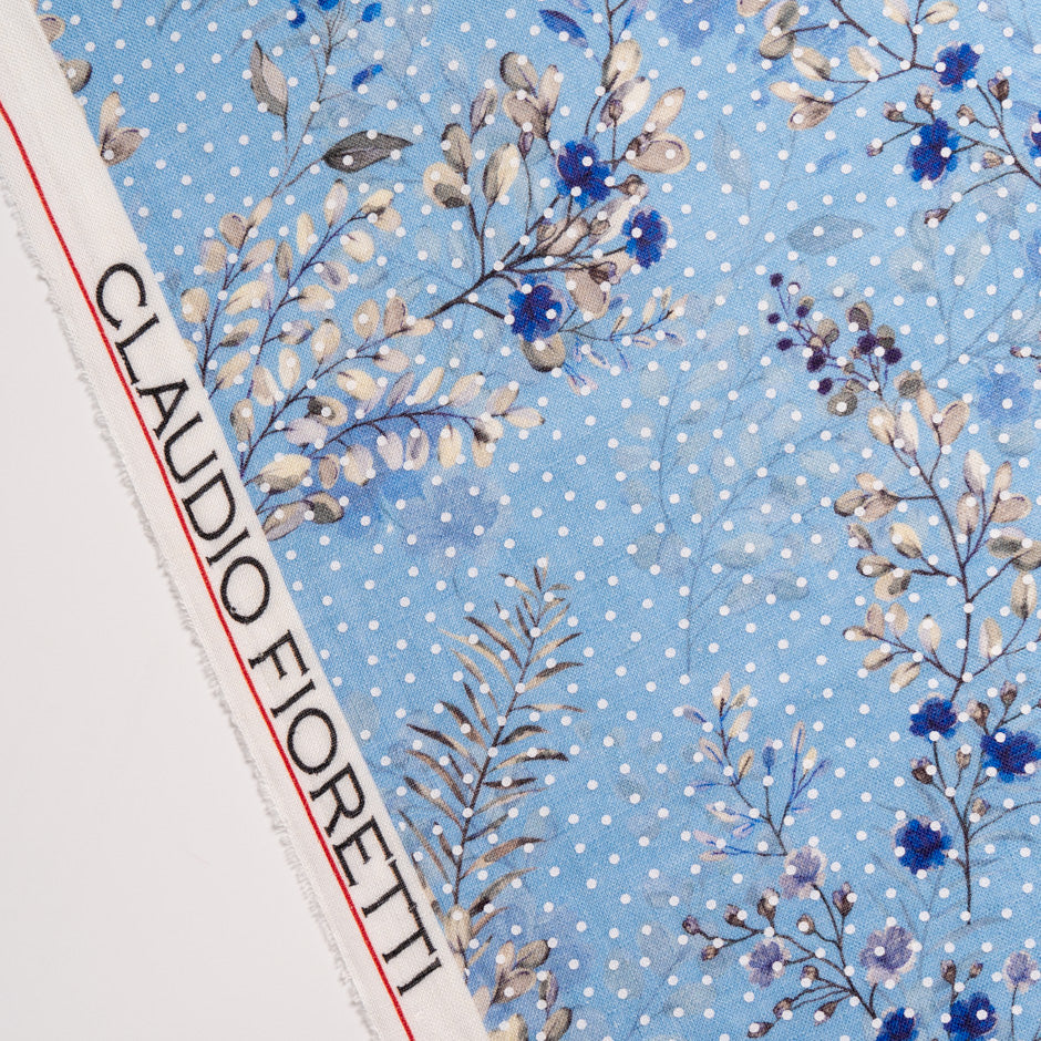Blue Floral Vision Printed Blue Linen