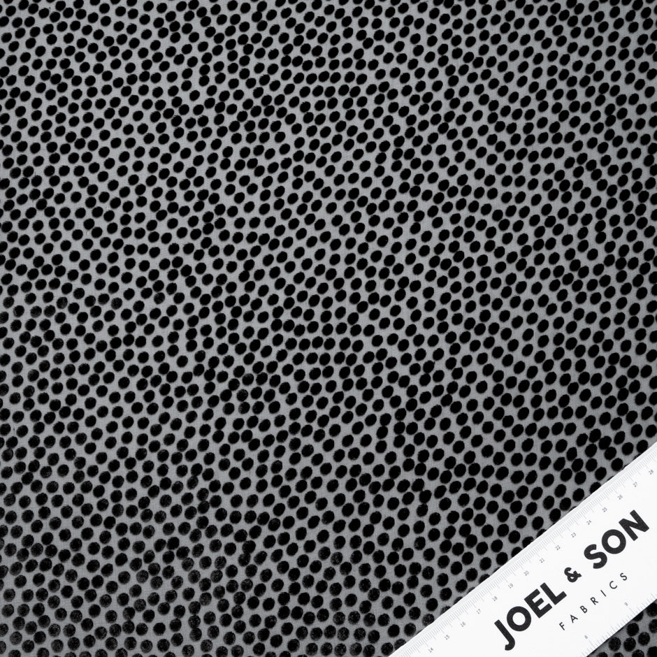 Jet Black Spotted Devoré Velvet