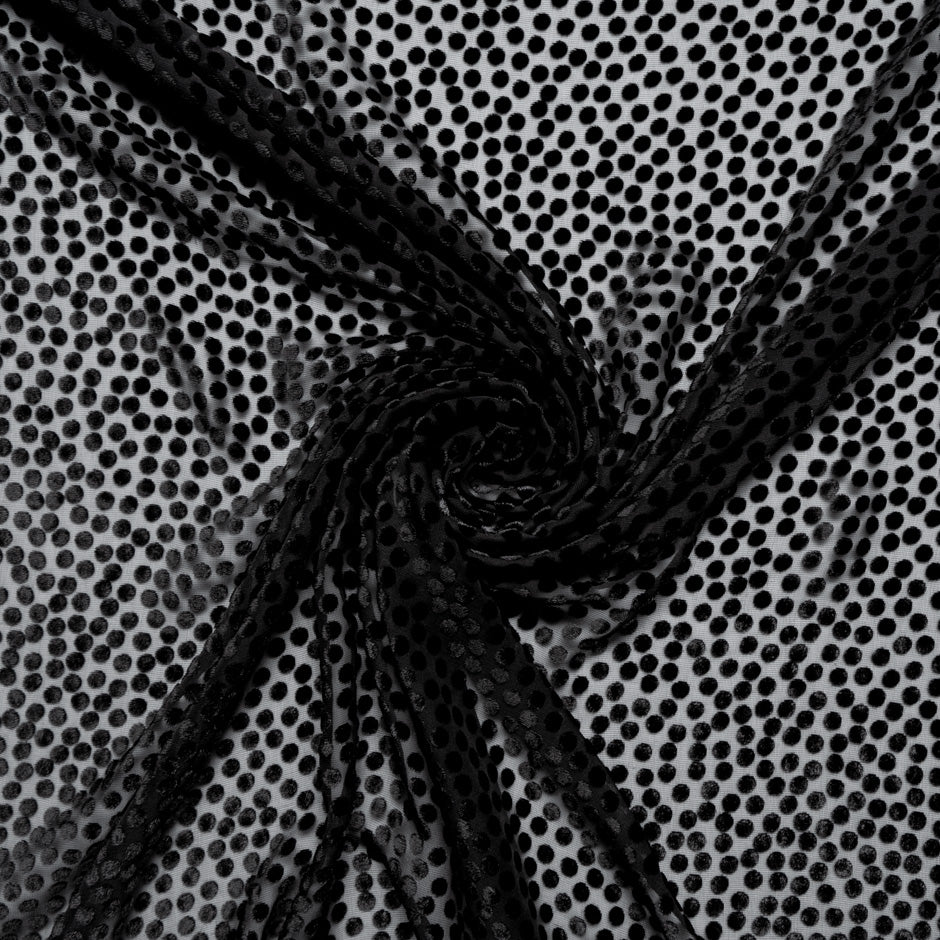 Jet Black Spotted Devoré Velvet