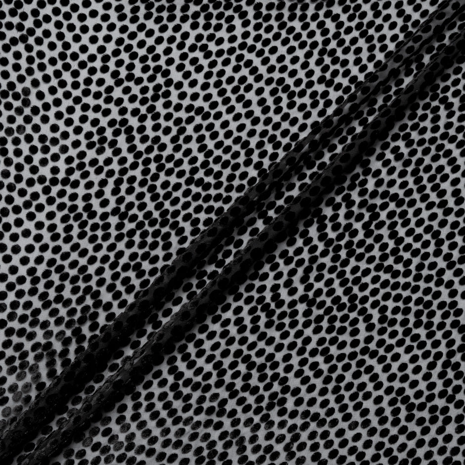 Jet Black Spotted Devoré Velvet