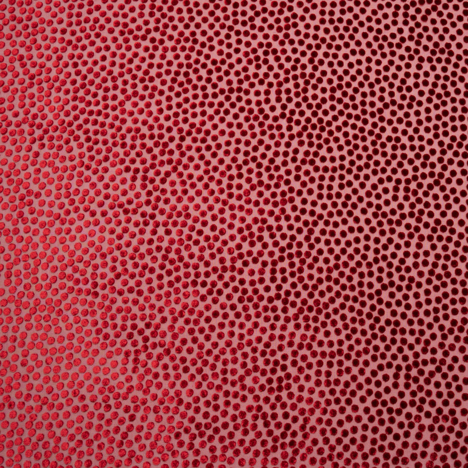 Deep Berry Red Spotted Devoré Velvet