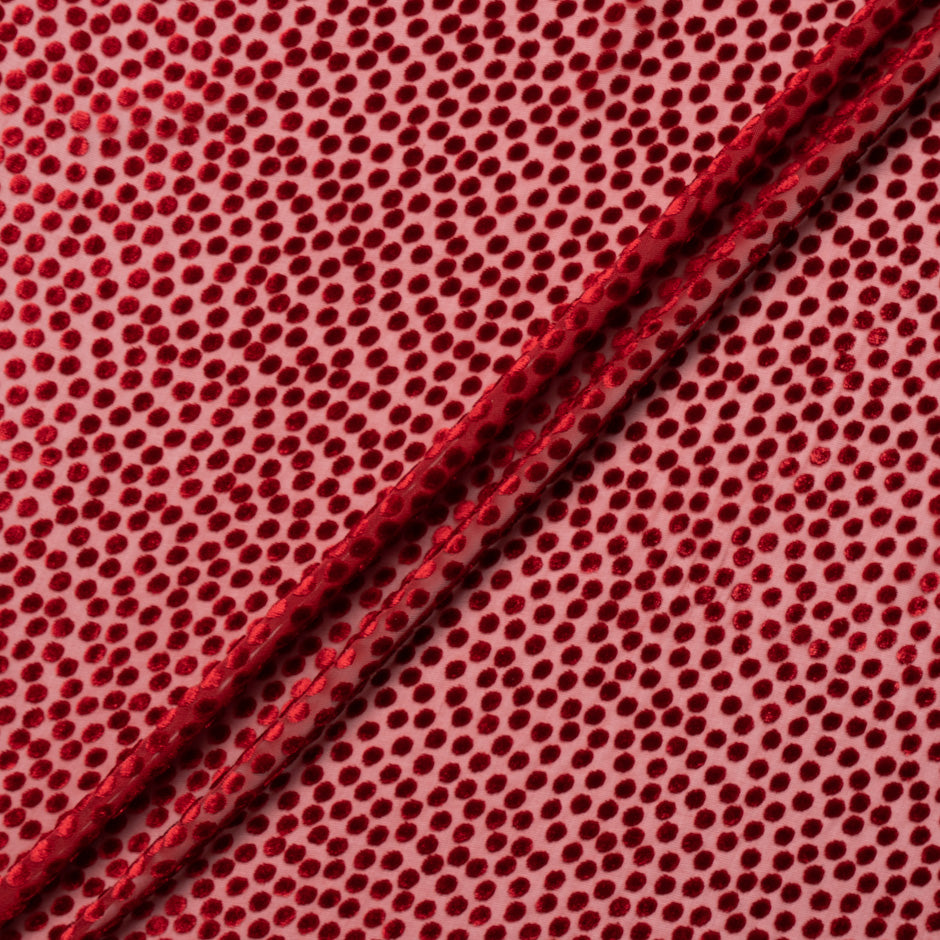 Deep Berry Red Spotted Devoré Velvet